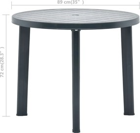 Zöld műanyag kerti asztal 89 cm