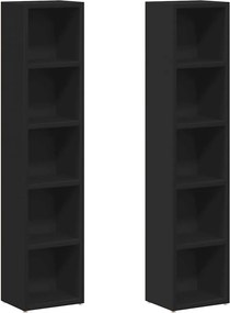 vidaXL 2 db fekete forgácslap CD-tartó szekrény 21 x 16 x 93,5 cm