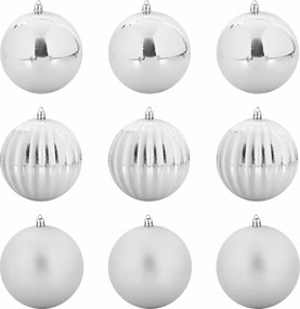 vidaXL Karácsonyi Díszgömb Készlet XL 9 pcs Ezüst Műanyag