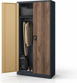 Többfunkciós fém szekrény, antracit / dió, 900x1850x450 mm: DAWID Eco Design