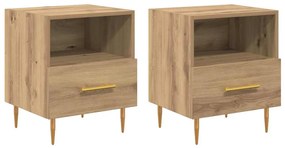 Éjjeli asztal fiókkal 2 pcs Barna 40 x 35 x 47.5 cm Faanyag