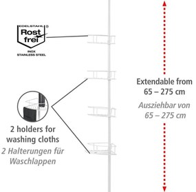 WENKO 26015100 - DOLCEDO sarokpolc 31x230 cm rozsdamentes acél/fehér