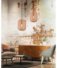 Világosbarna függőlámpa textil búrával ø 25 cm Runa – Trio