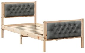 Ágykeret fejtámlával Sötétszürke 90 x 200 cm Tömör fenyőfa