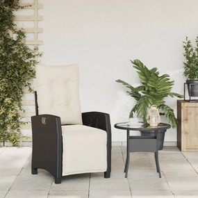 fekete polyrattan dönthető kerti szék lábtartóval