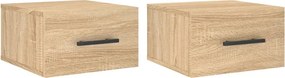 vidaXL 2 db sonoma tölgy falra szerelhető éjjeliszekrény 35x35x20 cm
