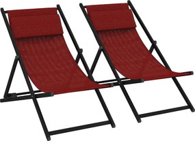Outsunny 2 db-os Kültéri Relaxáló Fotel Szett, Összecsukható, Alumínium, 96,5x58x91,5 cm, Piros | Aosom