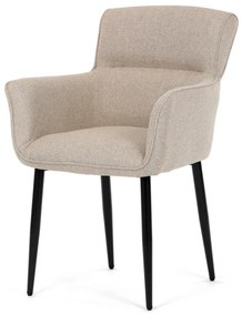 Elegáns Karos Étkezőszék, könnyen tisztítható krémszínű szövet, matt fekete lakkozású fém lábak