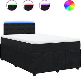 vidaXL fekete bársony rugós ágy matraccal 120x190 cm