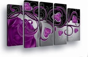 Vászonkép 150x100 moduláris polip rózsa lila absztrakt szív stílus