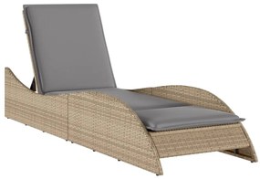 Bézs polyrattan napozóágy párnával 60x205x73 cm