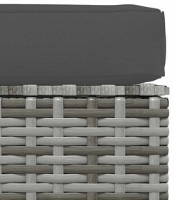 Szürke polyrattan kerti lábtartó párnával 70 x 70 x 30 cm