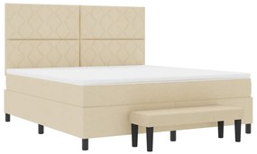Box Spring Ágy matraccal és paddal Krém 180x200 cm Szövet