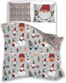 Karácsonyi Ágynemű Mikulás Manók Karácsonyfa Hóemberek Tél 220x200