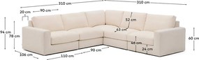 Bézs zsenília sarokkanapé (variálható sarok-L alakú) Alea – Kave Home