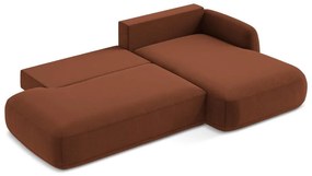 Terrakotta színű kinyitható sarokkanapé (jobb oldali-heverő résszel) Hale – Makamii