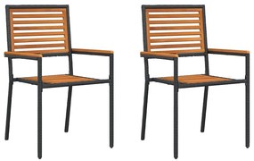 vidaXL Kerti összecsukható székek 2 pcs Barna és fekete