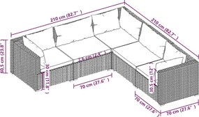 5 részes barna polyrattan kerti ülőgarnitúra párnákkal
