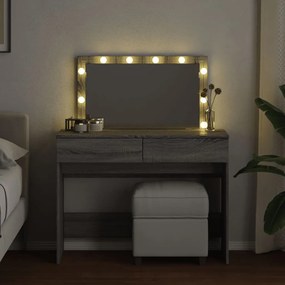 szürke sonoma színű fésülködőasztal LED-del 100 x 40 x 120 cm