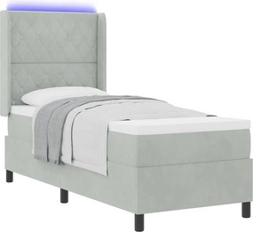 vidaXL Boxrugós ágy matracmal leddel Világosszürke 80 x 200 cm Bársony