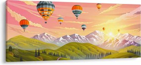Léggömbök képe a táj felett (120x50 cm)