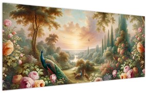 Kép - Pávák a kertben (120x50 cm)