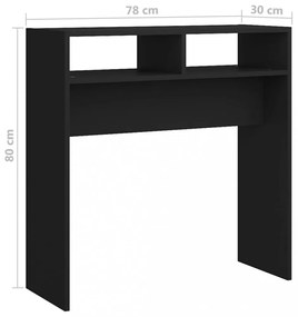 fekete szerelt fa tálalóasztal 78 x 30 x 80 cm