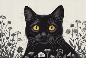 Fotótapéta Flizelin Tapéta Hálószoba és Nappali Virágok macska 104x70 Ragasztó