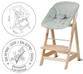 Világoszöld-natúr színű etetőszék Style Born Up 2in1 – Roba