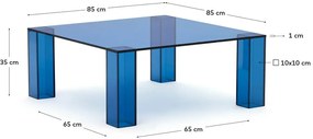 Kék üveg dohányzóasztal 85x85 cm Adularia – Kave Home
