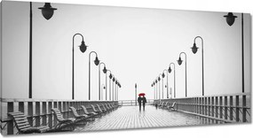 Vászonkép 115x55 Szerelmesek az esernyő alatt