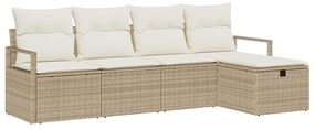 vidaXL Kerti Kanapé Szett párnával tárolóval 5 pcs Bézs Poli rattan