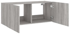 szürke sonoma színű fali TV-szekrény LED-ekkel 100 x 35 x 41 cm