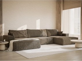 Barna zsenília kinyitható-tárolóhelyes sarokkanapé (U alakú) Kyoto – Maison de Rêve