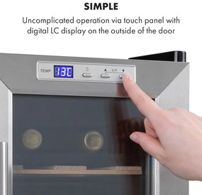 Klarstein Reserva 8 Uno, borhűtő, 23 liter, 8 palack, 11-18 ° C, 26 dB, rozsdamentes acél