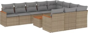 vidaXL 11 részes bézs polyrattan kerti ülőgarnitúra párnákkal