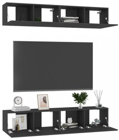 4 db fekete szerelt fa TV-szekrény 80 x 30 x 30 cm