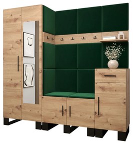 Előszobabútor Amanda 13 (artisan tölgy + zöld). 1085971
