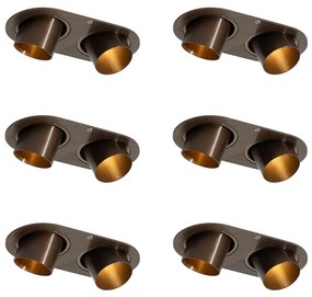 6 darabos süllyesztett spotlámpa szett sötét bronz GU10 35mm dönthető 2-lámpás - Installa
