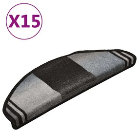 15 db fekete-szürke öntapadó lépcsőszőnyeg 65 x 21 x 4 cm