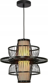 Modern japandi lámpa Astra fekete rattan fa dekoratív