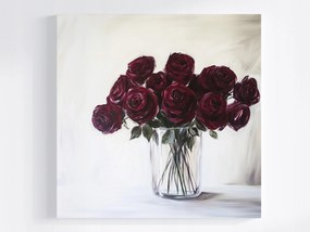 Vászonkép Canvas Dekoráció Váza Virágok Rózsák Bordó Csokor 40x40