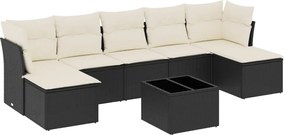 vidaXL 8 részes fekete polyrattan kerti ülőgarnitúra párnákkal