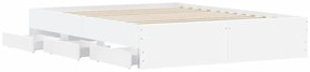 fehér szerelt fa ágykeret fiókokkal 140 x 190 cm