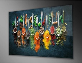 Edzett üveg fali dekoráció, fűszerek, 46x72 cm