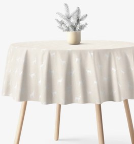 Goldea kör alakú karácsonyi terítő natura - szarvasok természetes talajon Ø 160 cm