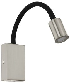Eglo 96567 Tazzoli fali lámpa, USB csatlakozóval, nikkel, 380 lm, 3000K melegfehér, beépített LED, 3,5W, IP20