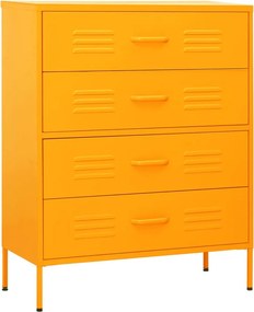vidaXL mustársárga acél fiókos szekrény 80 x 35 x 101,5 cm