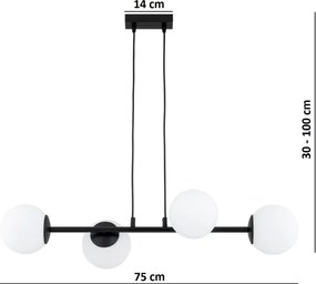 Brilagi - MILO kábellel függesztett csillár 4xE27/60W/230V fekete