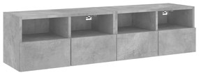 2 db betonszürke szerelt fa fali TV-szekrény 60x30x30 cm